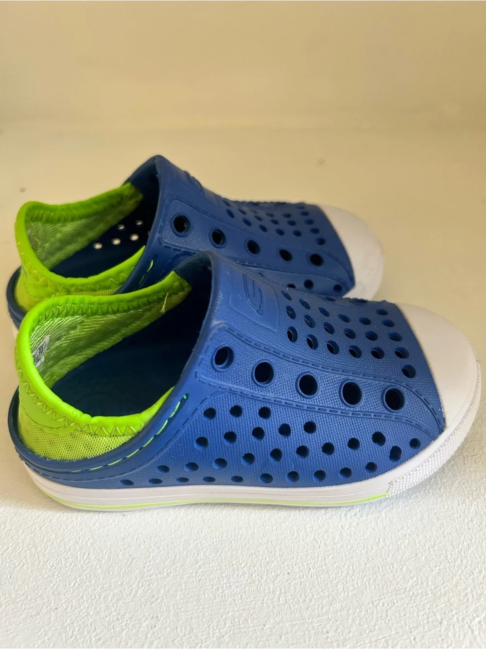 Skechers Blue Slip-On Water Shoes with Neon Green Lining